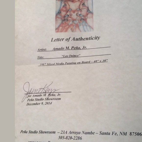 Amado Pena Mixed Media “Los Quince” Southwest Art - Picture 7 of 9